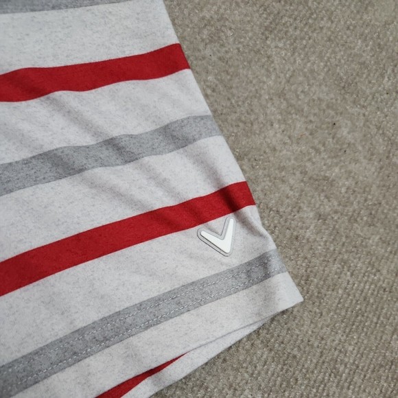 CALLAWAY OPTI-DRI GOLF Polo Shirt Mens L Gray Red Striped Moisture Wicking - Picture 4 of 7